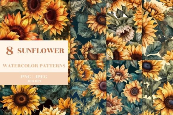 8 Watercolor Sunflower Patterns