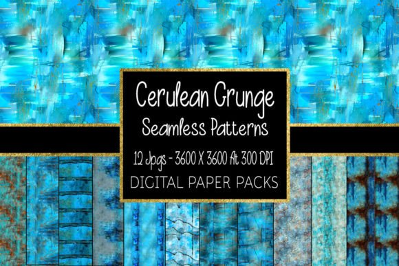 Cerulean Grunge Seamless Patterns: A Creative Resource for Designers and Creators