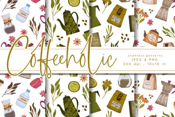 Coffeeholic Coffee Elements Patterns