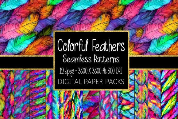 Colorful Feathers Seamless Patterns