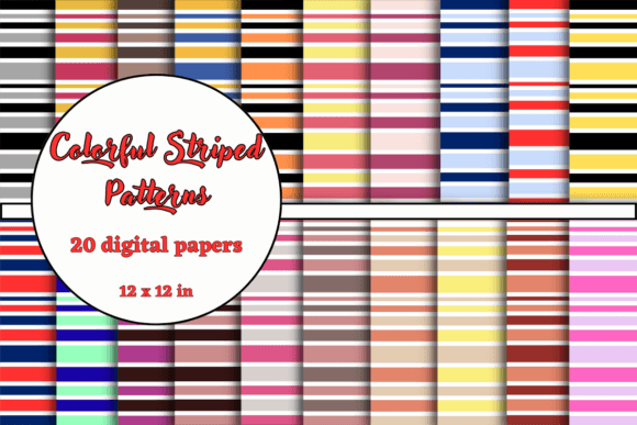 Colorful Striped Patterns Digital Papers