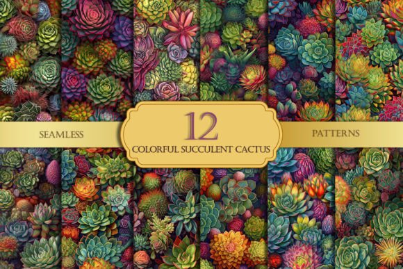 Colorful Succulent Cactus Patterns Set – A Versatile Design for Creative Projects
