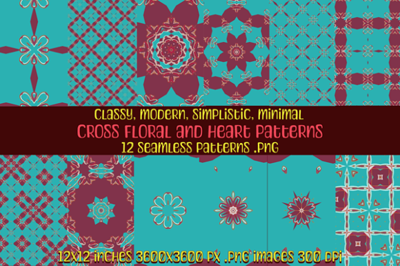 Cross Floral and Heart Patterns