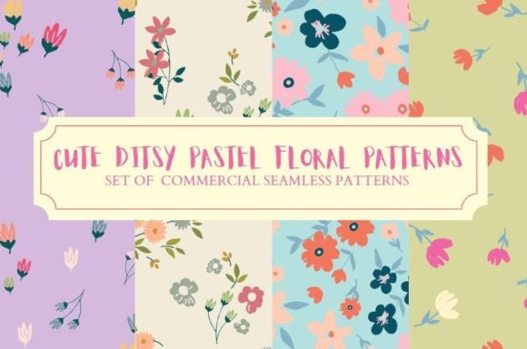 Cute Pastel Doodle Floral Patterns