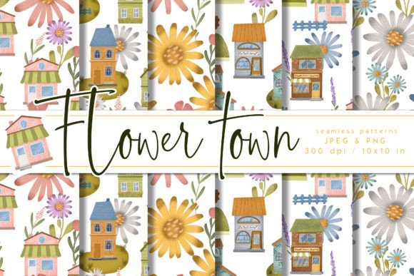 Flower Town Seamless Patterns for Creative Projects