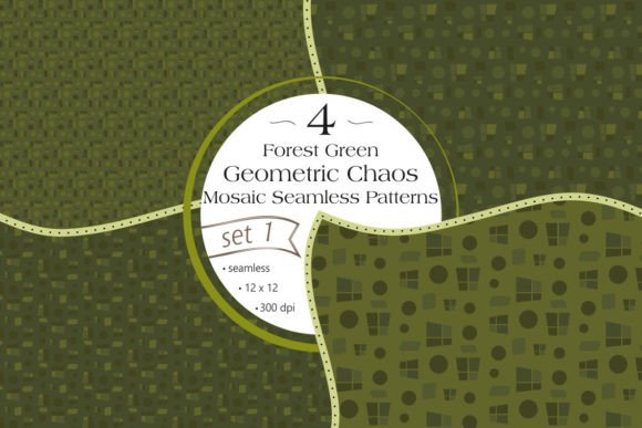 Forest Green Geometric Patterns - Set 1: A Versatile Digital Paper Pack for Creative Projects