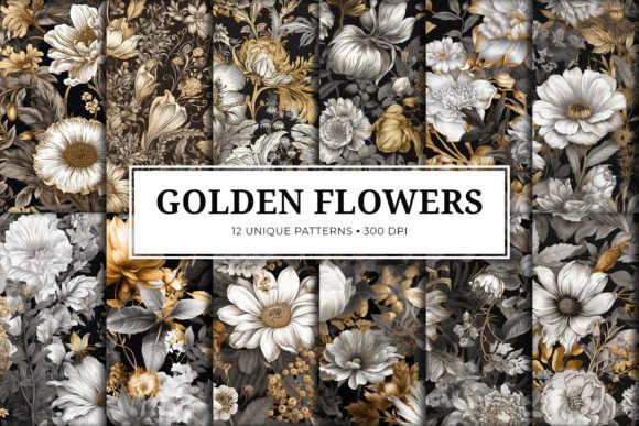 Golden, White Gray Flower Patterns: A Versatile Design Asset for Modern Creativity