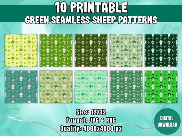 Green Seamless Sheep Patterns for Creative Projects and Everyday Use