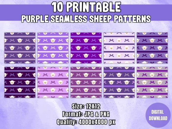 Purple Seamless Sheep Patterns: A Versatile Design Resource for Creative Projects