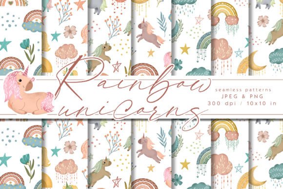 Rainbow Unicorn Seamless Patterns: A Versatile Design Tool for Creative Projects