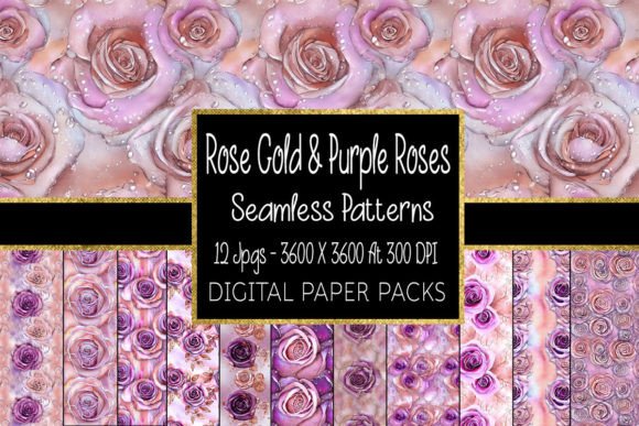 Rose Gold and Purple Roses Patterns