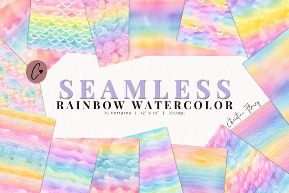 Seamless Rainbow Watercolor Patterns