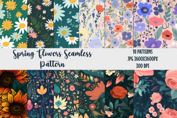 Spring Flowers Seamless Patterns 1: A Versatile Design for Creative Projects