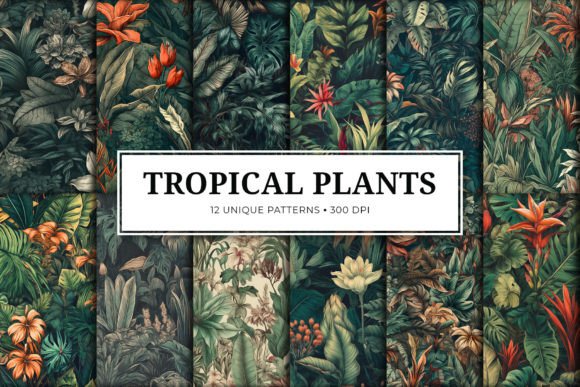 Tropical Plants Patterns Set 02