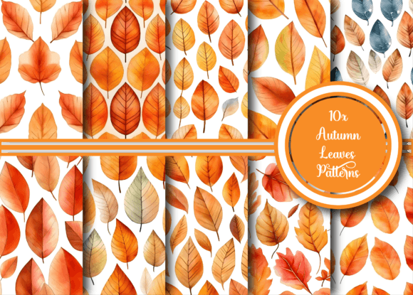 Watercolor Autumn Leaves Patterns